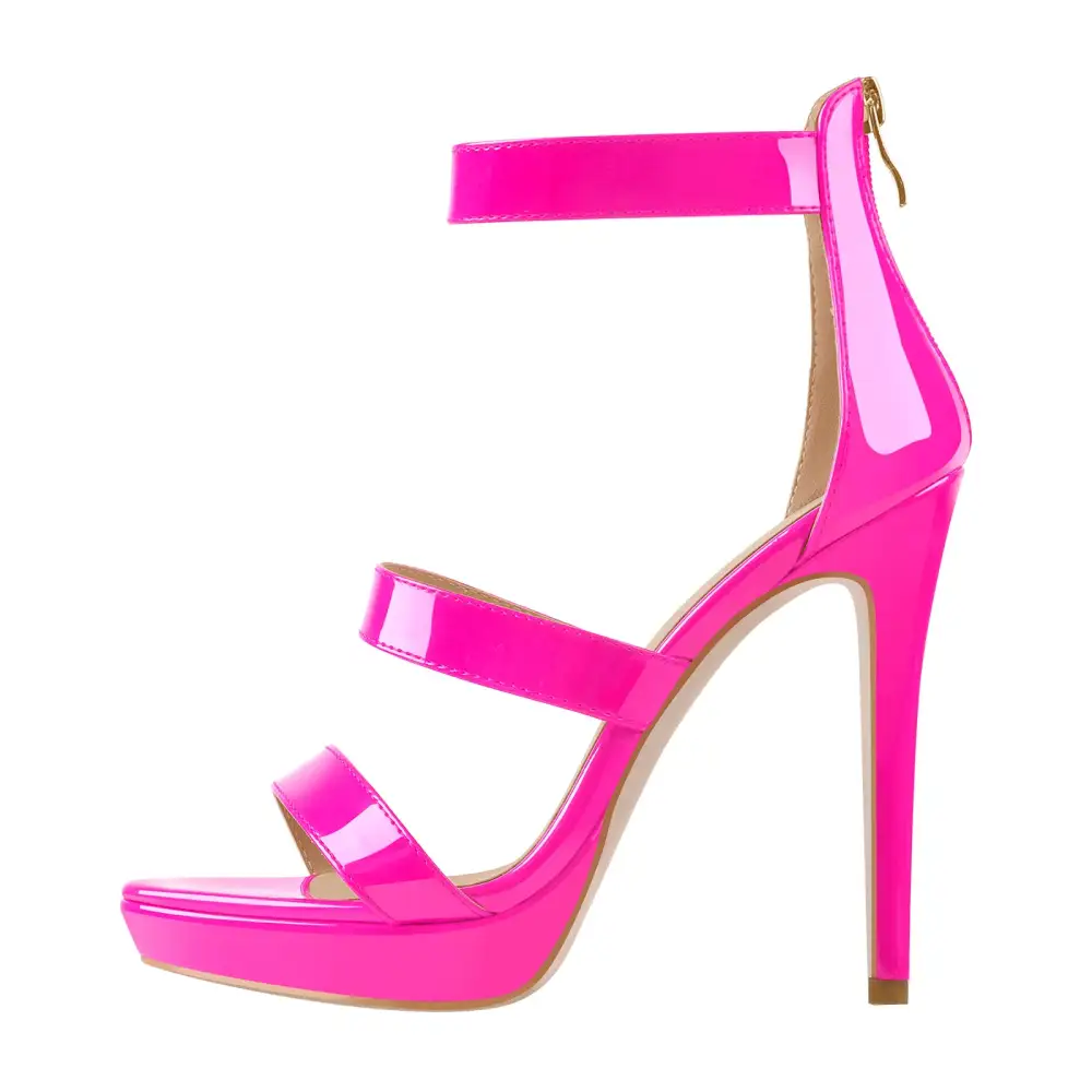 Ankle Zip Platform Stiletto Band Sandals