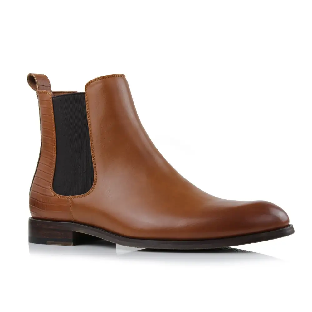 Refined Faux-Leather Slip-On Elastic-Side Chelsea Boots