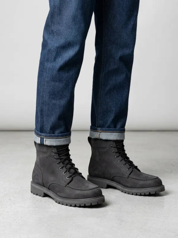 Unisex Minimalist Wave Pattern Embossed Print Work Boots