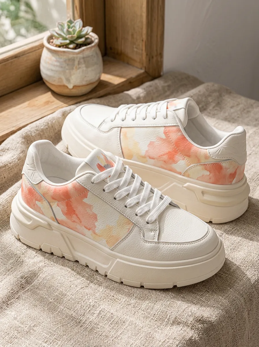 Women's Everyday Watercolor Floral Pattern Skate Shoes