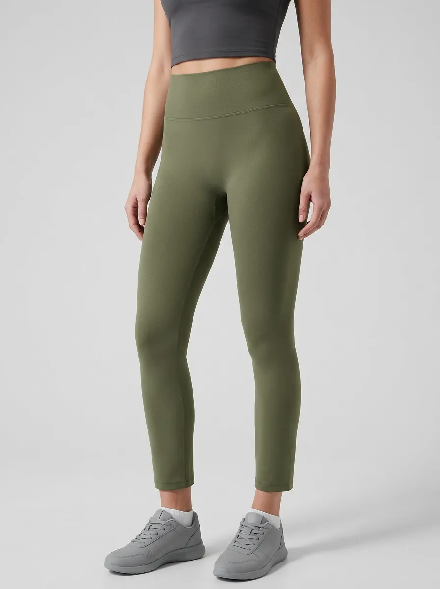 Women's Ankle-Length Seamless-Look Pocket-Free Minimalist High-Rise Leggings