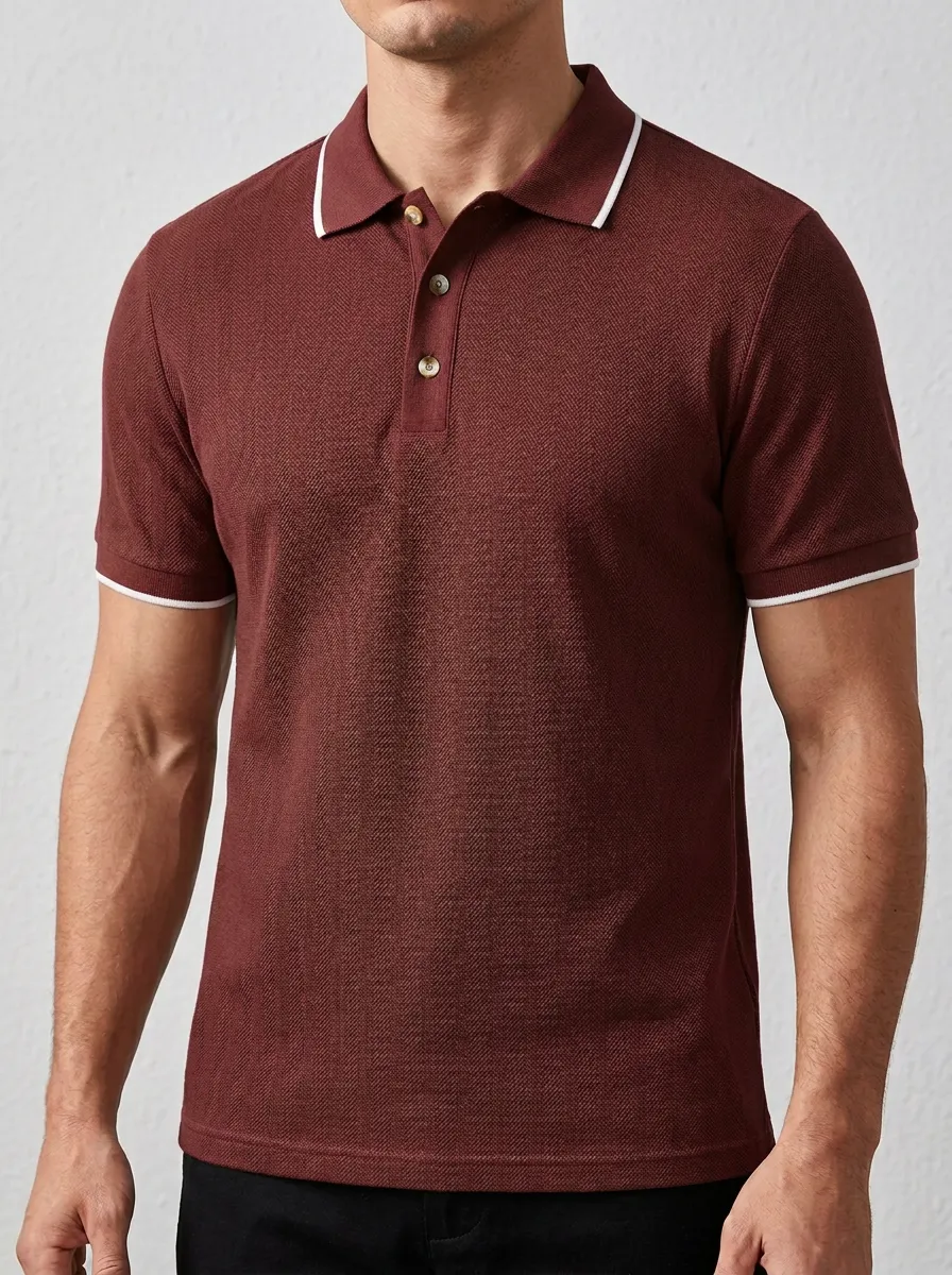 Men's Modern Comfort Contrast Trim Polo Shirt