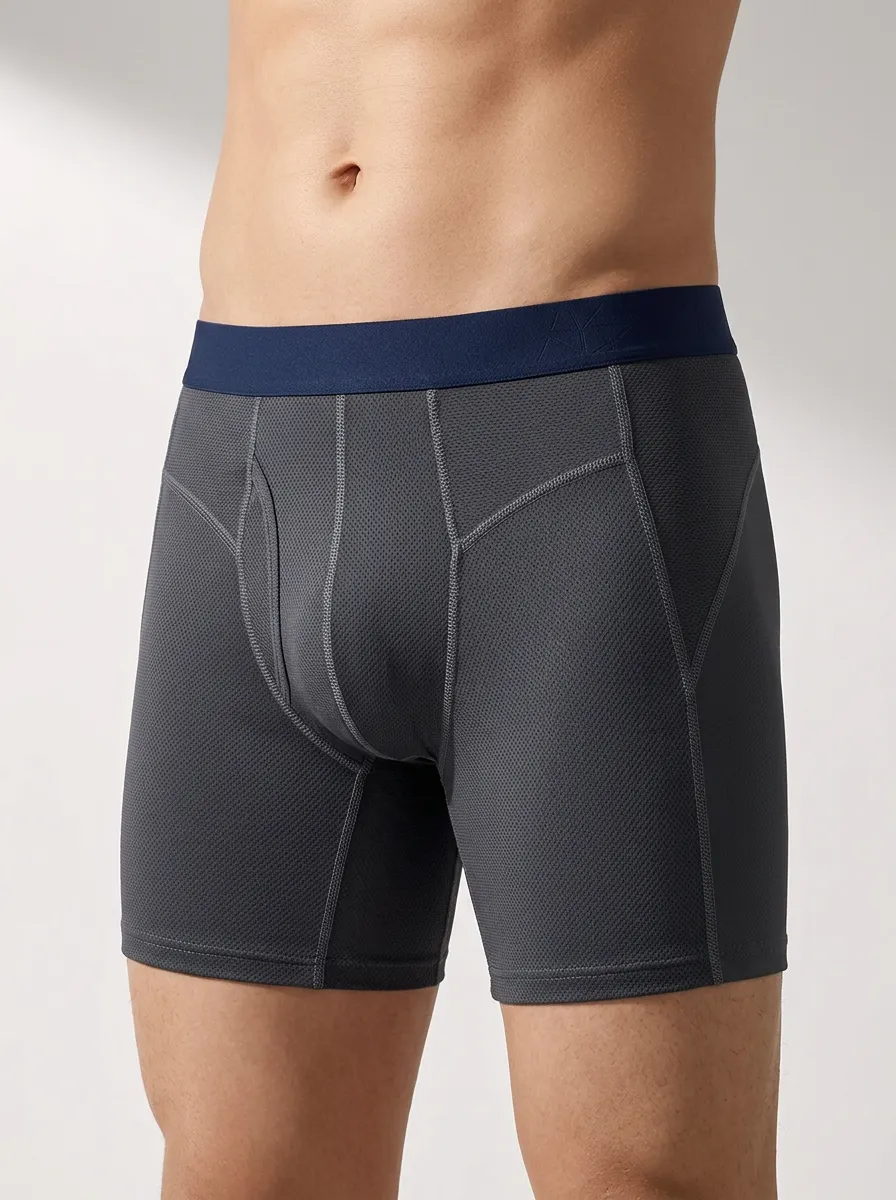 Men's Navy Contrast Stitch Boxer Briefs