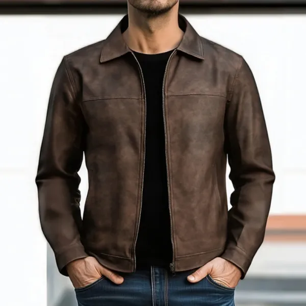 Leather Work Distressed Jacket