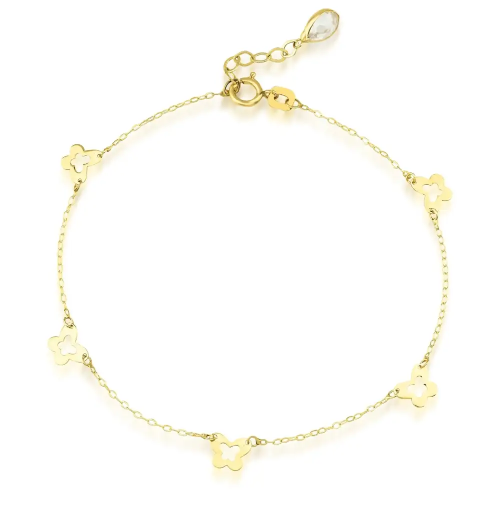 Solid Gold Small Butterfly Station Bracelet