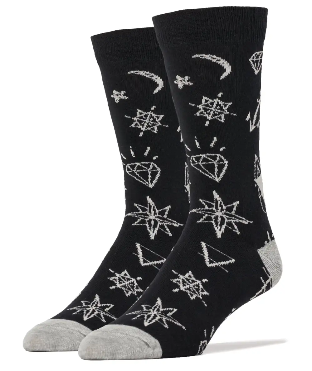 Whimsical Cotton Blend Everyday Pattern Crew Socks