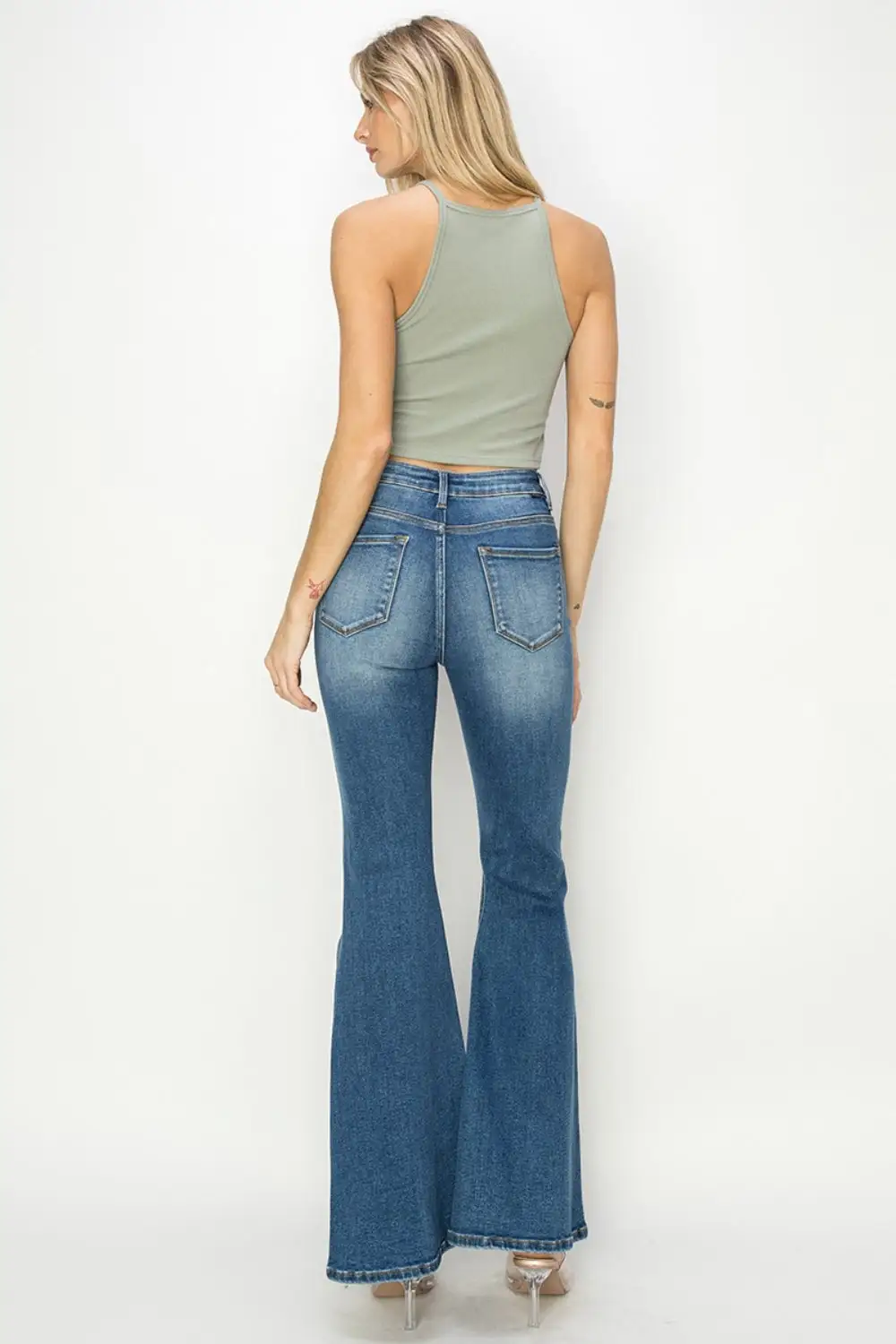 Relaxed High Waist Flare Leg Seam Denim Jeans
