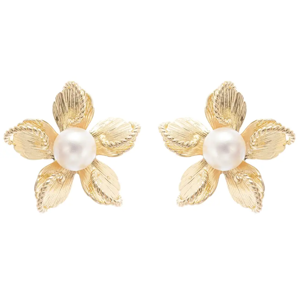 floral faux-pearl stud earrings