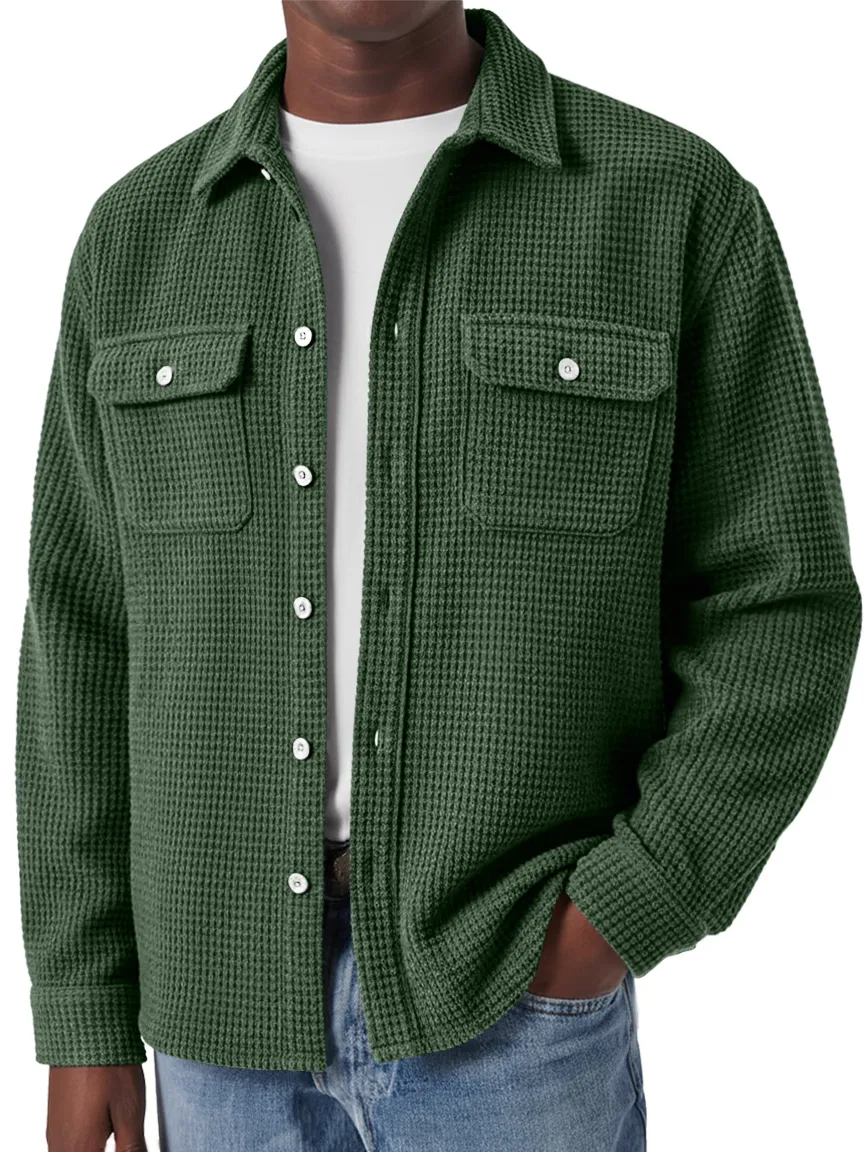 Textured Knit Double Pocket Shirt