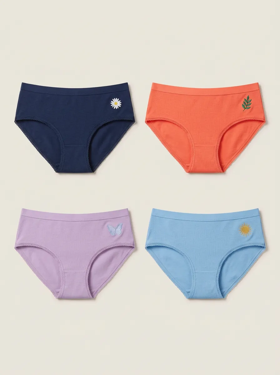 Women's Mid-Rise Leaf Briefs Four Pack