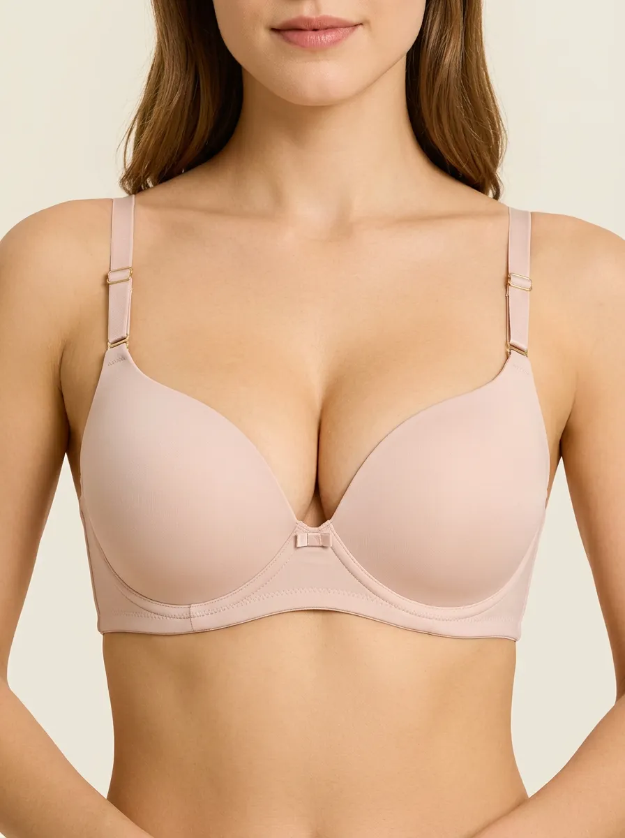 Women's Seamless Bow-Detail Contour-Cup Molded-Cup Bra