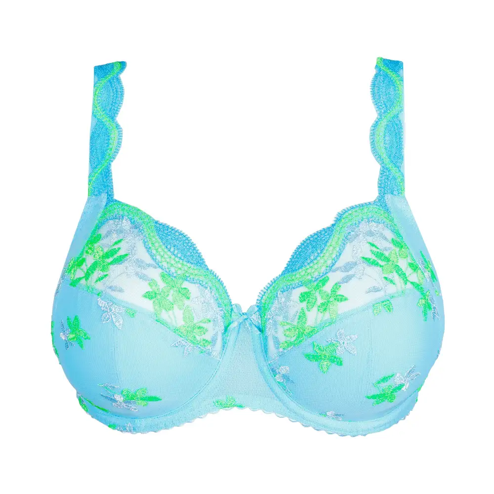 Women's Full Coverage Underwire Embroidery Mesh Cotton Blend Fuller Bust Bra