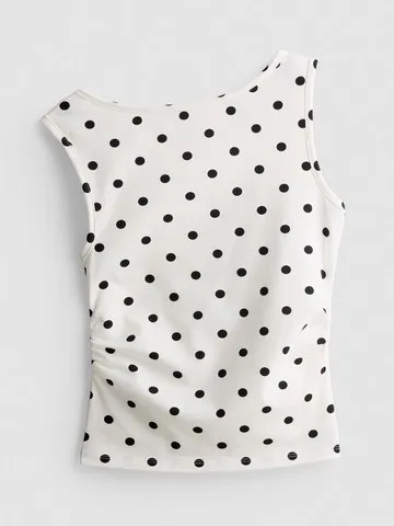 7-15yrs | Cotton Rich Polka Dot Ruched Top