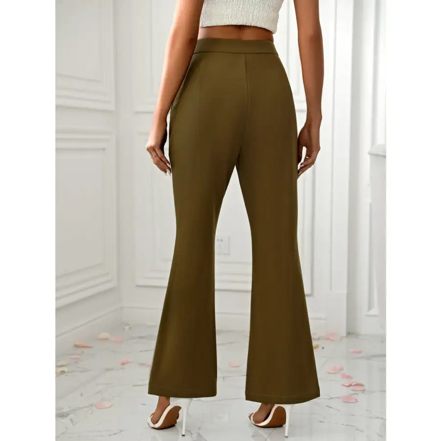Slit Flare Pants with Pockets