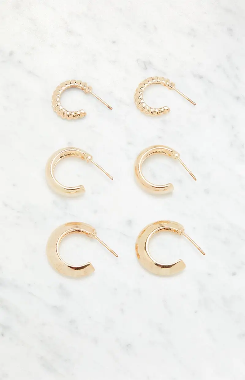 LA Hearts 3 Pack Braided Hoop Earrings
