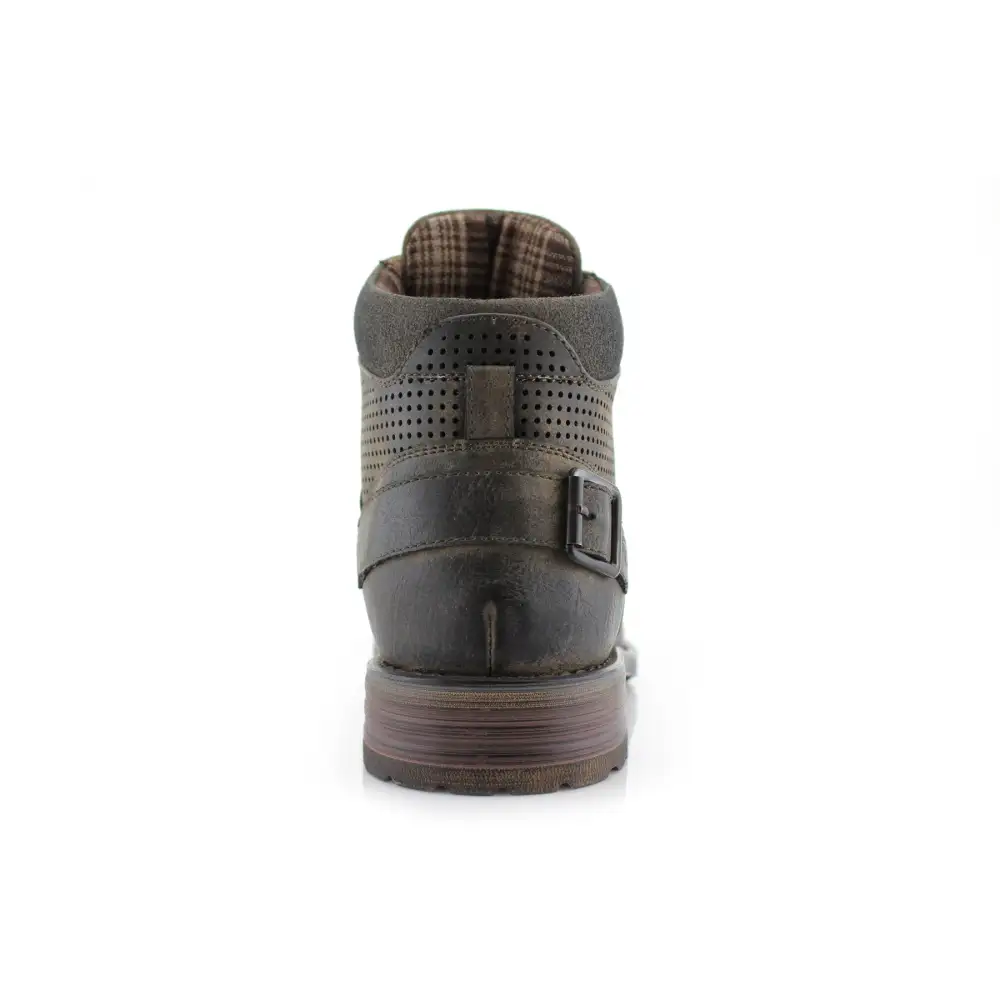 Faux-Suede Suede Faux-Leather Combat Boots