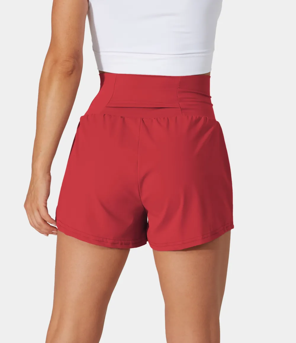2026🔥  Super High Waisted Back Pocket & Side Hidden Pocket 2-in-1 Yoga Shorts 2.5