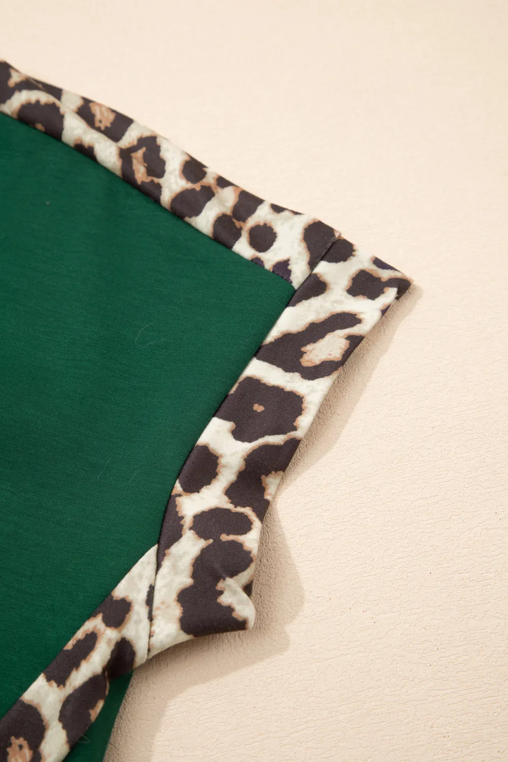 Sea Green Leopard Trim Round Tee