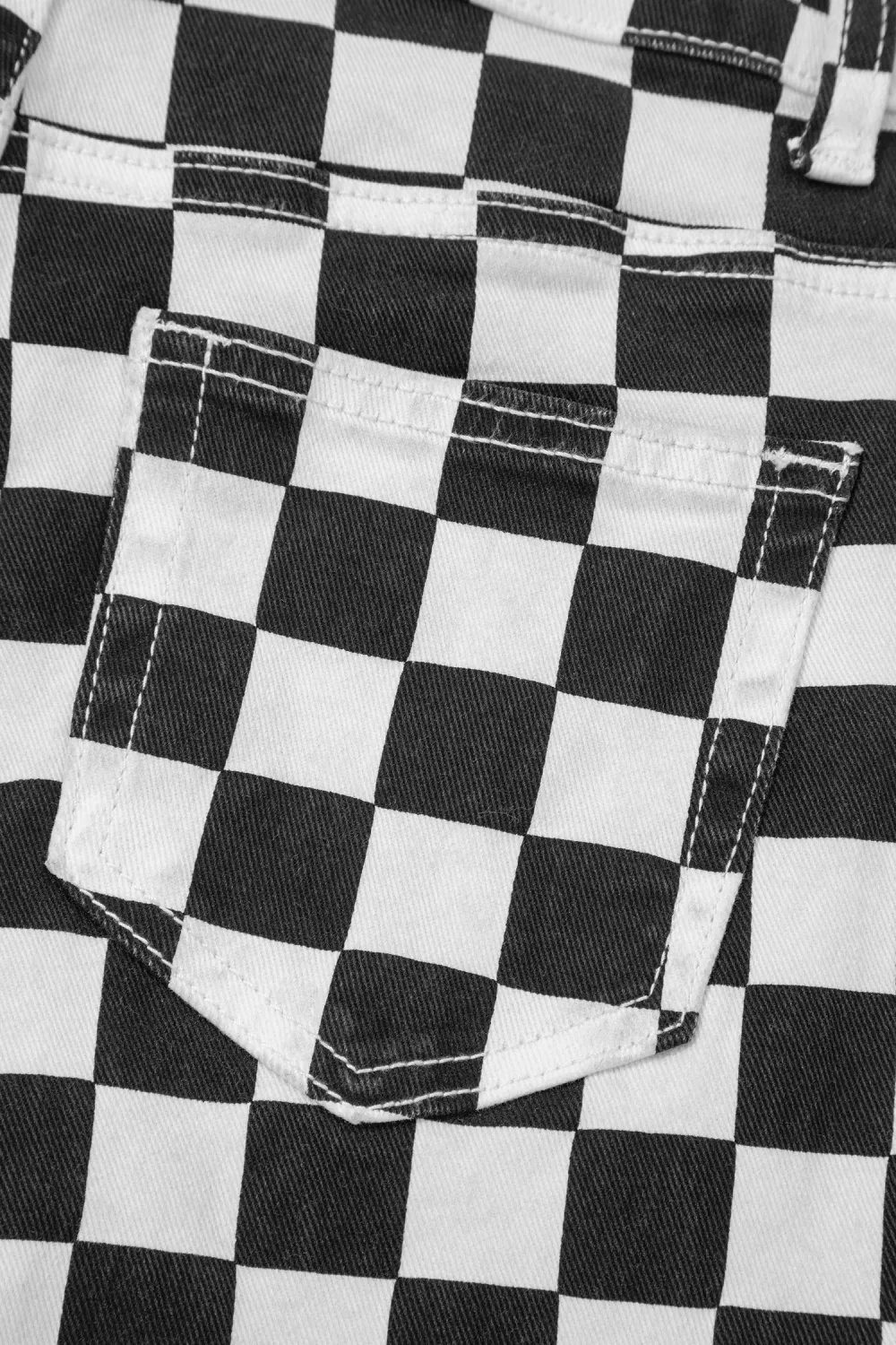 Black Checkerboard Cropped Jeans