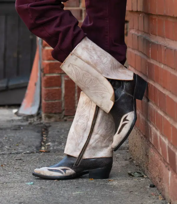 Side-Zip Perforated Western Boots
