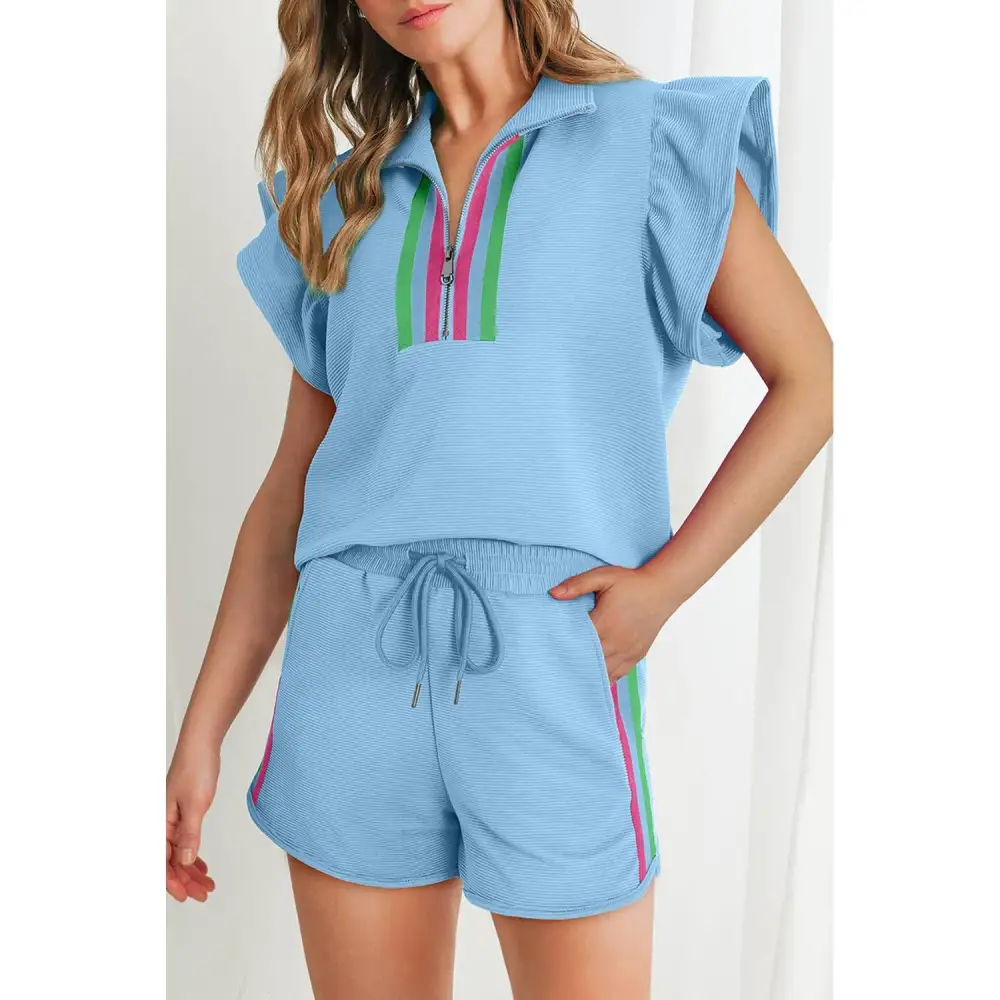 Striped Collared Matching Set