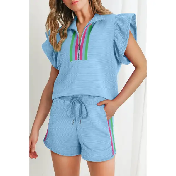 Striped Collared Matching Set