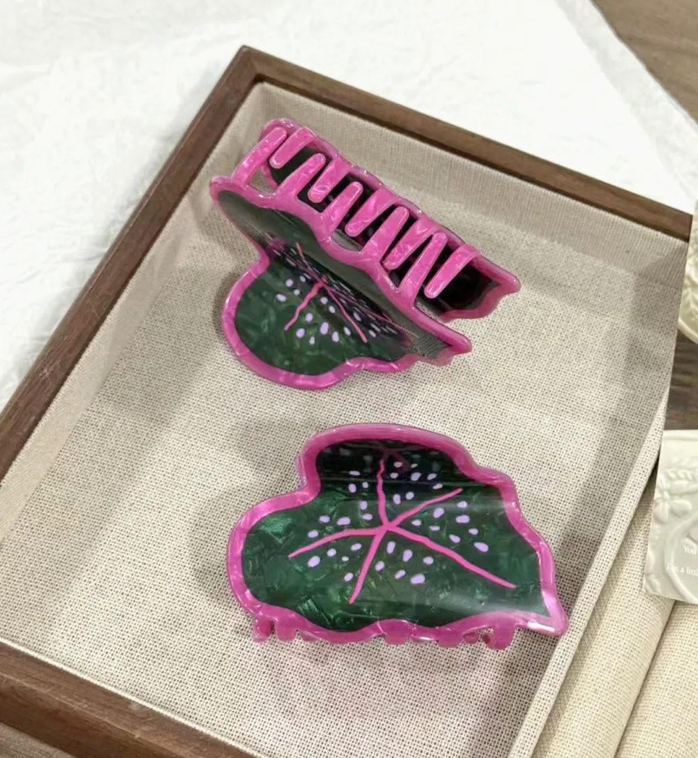 and Caladium Leaf Plant Hair Clip