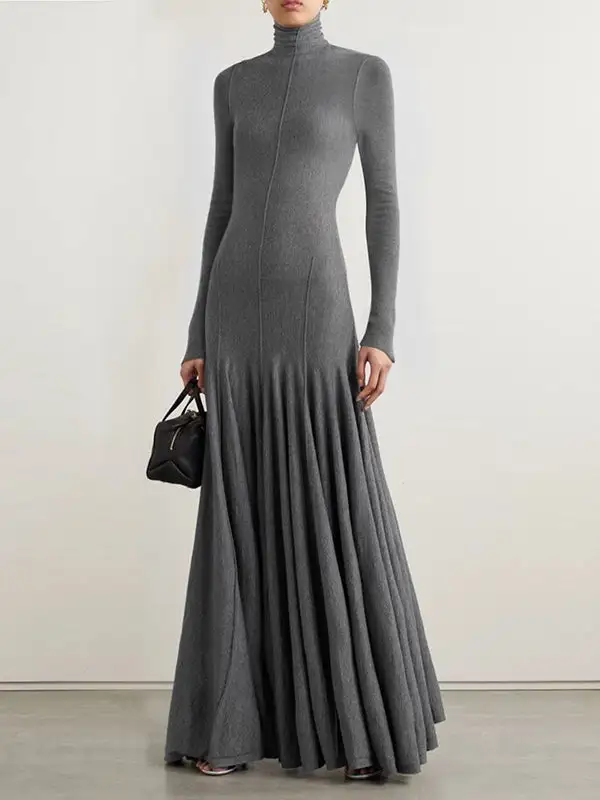 Skinny Long Neck Maxi Dress