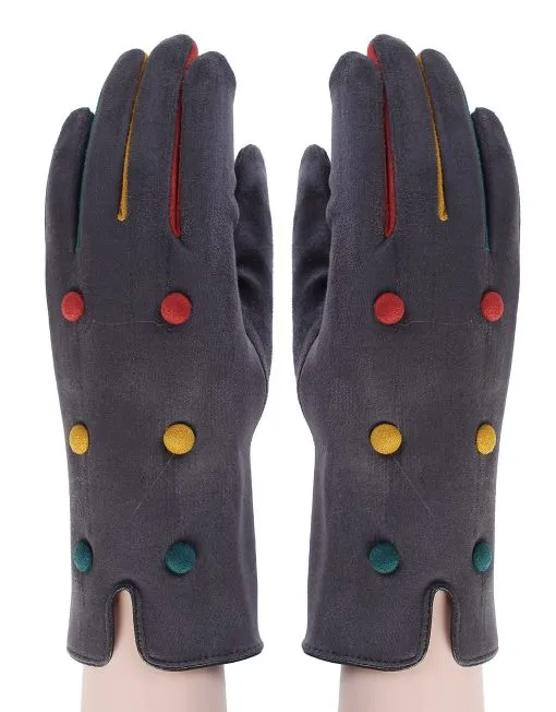 Open Edge Button Detail Gloves