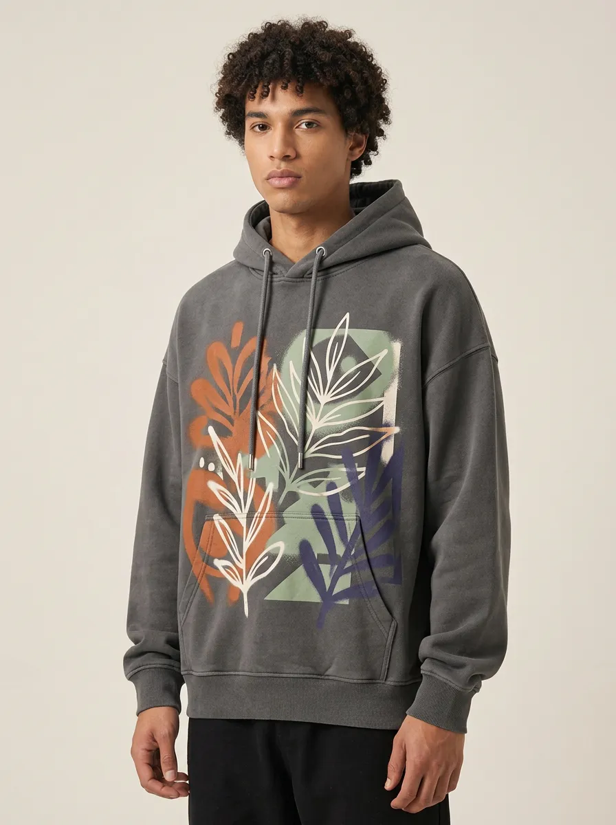 Unisex Botanical Abstract Art Hoodie
