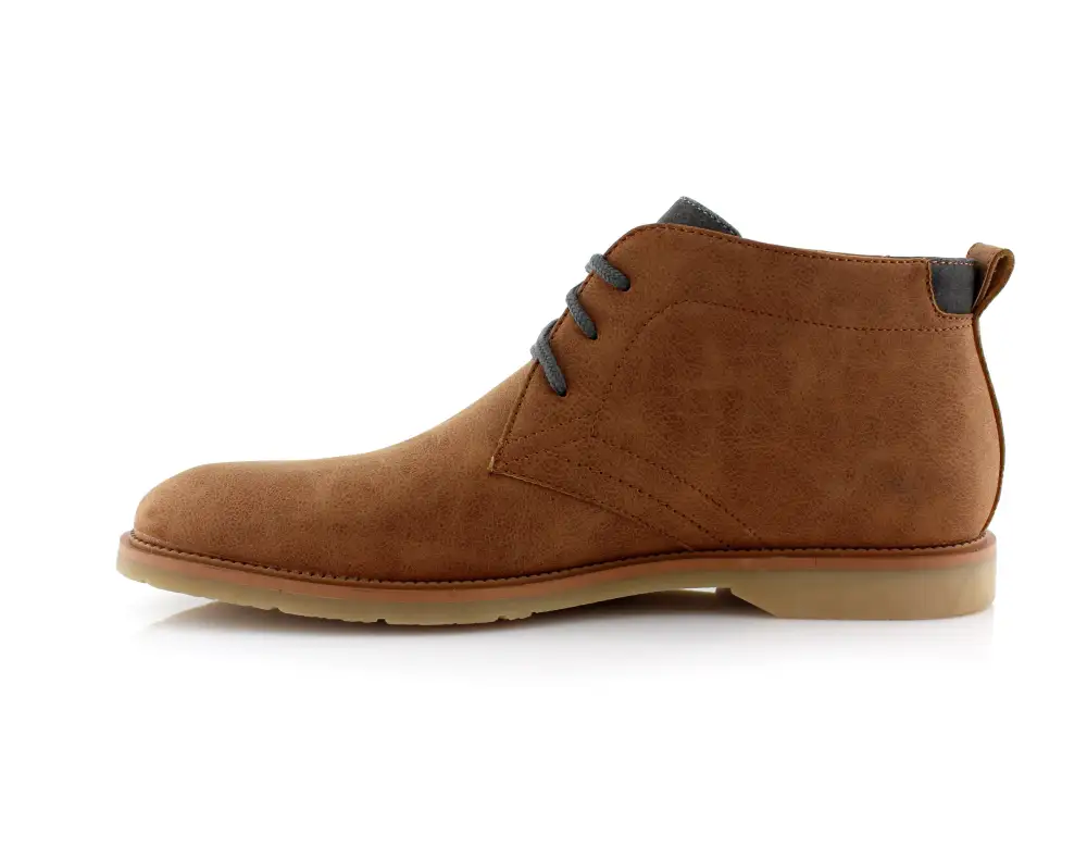 Faux-Leather Lace-Up Chukka Boots