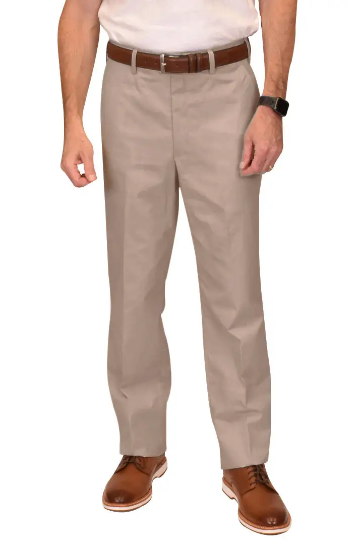 Classic Seersucker Poplin Flat Front Pleated Front Regular Rise Trousers