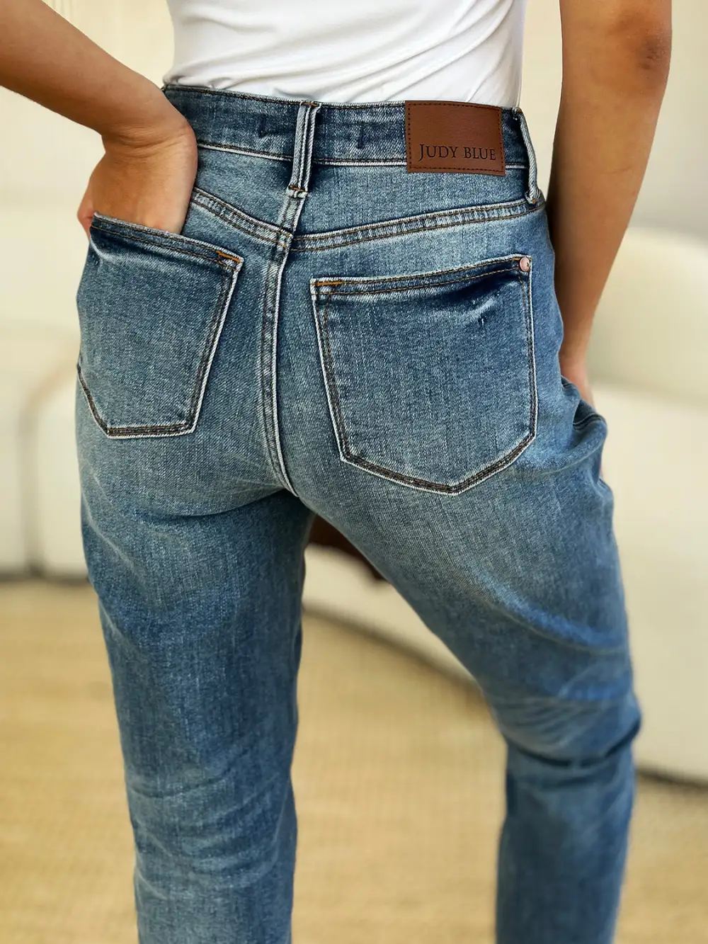 Mid Rise Rigid Magic Release Hem Denim Jeans