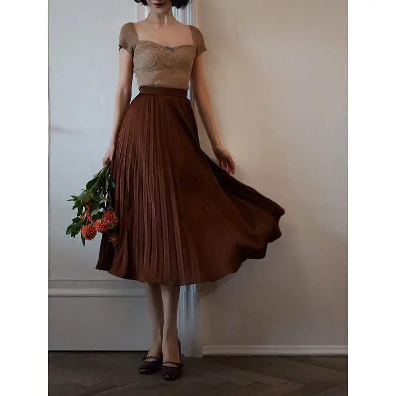 Relaxed Boutique Everyday Casual Pleated Skirt