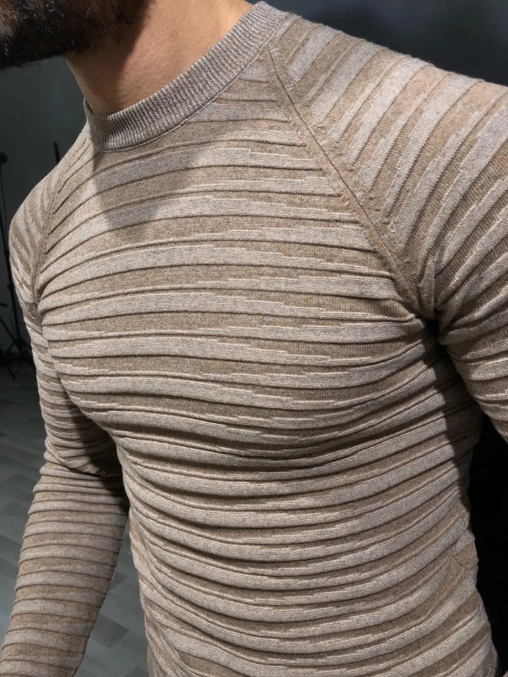 Classic Patterned Slim Fit Cotton Knit Sweater