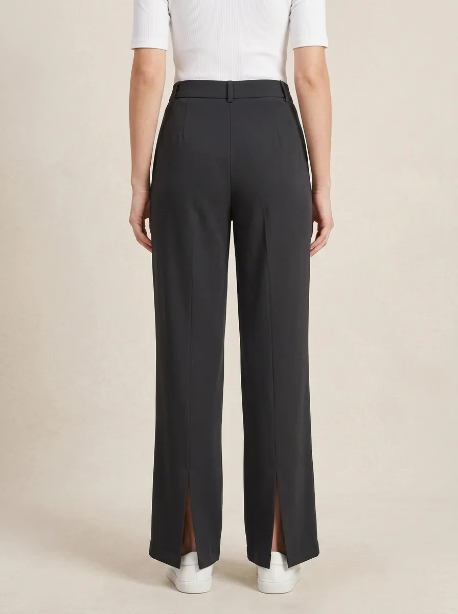 Women's Floral Embroidered Detail Split-Hem Trousers