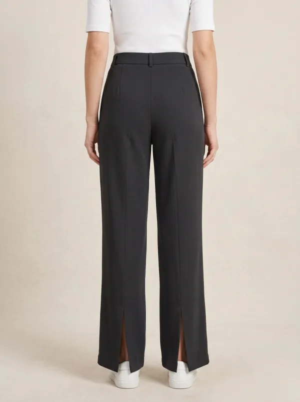 Women's Floral Embroidered Detail Split-Hem Trousers