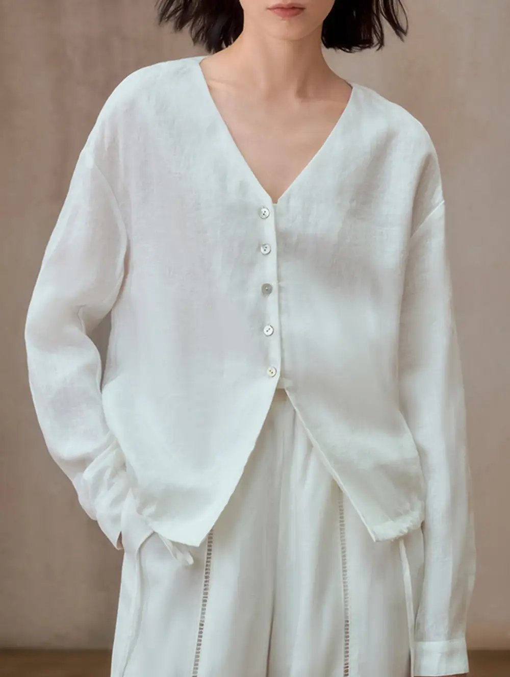Pure Linen V Neck Relaxed Fit Top