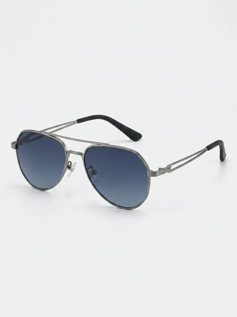 Unisex Metal Frame Gradient Lens Aviator Sunglasses