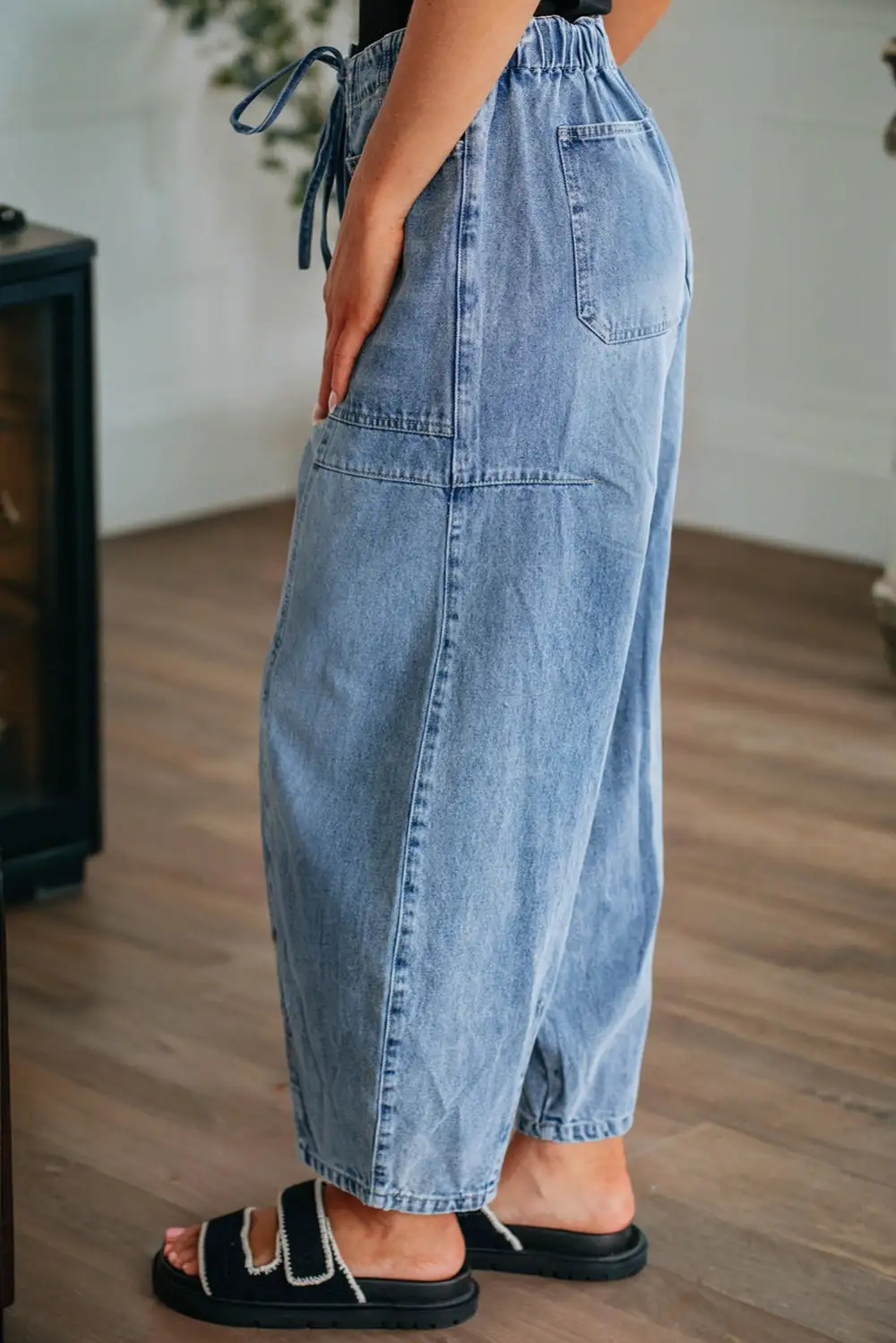 Wrap Woven Denim Jeans