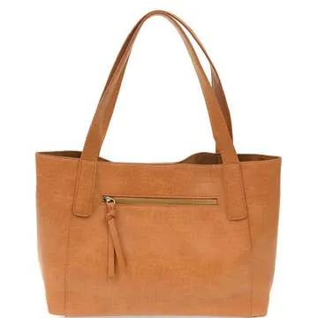 Faux Leather Suede Zip Tote Bag
