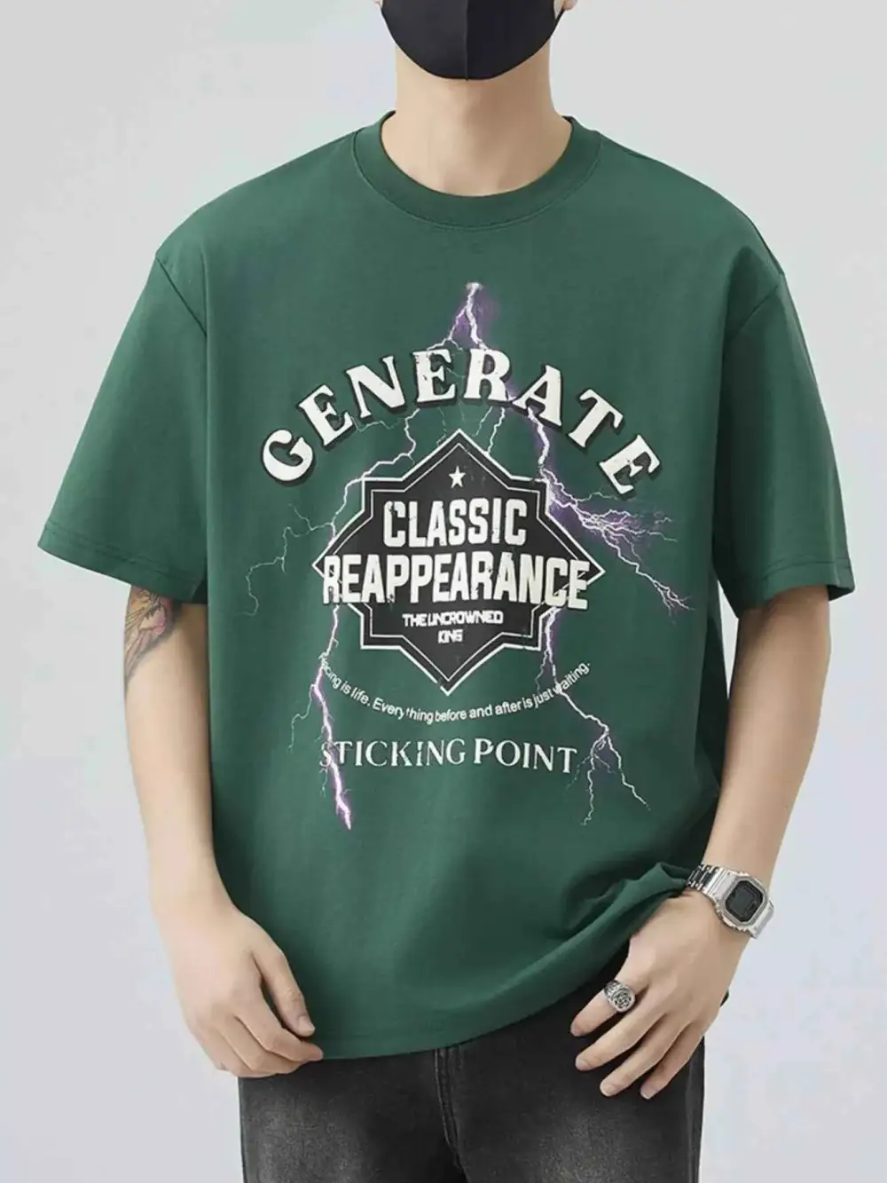 Letter Round Neck Half Sleeve T-Shirt