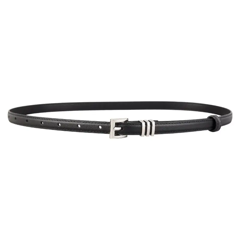 Modern Skinny Leather Belt with Buckle