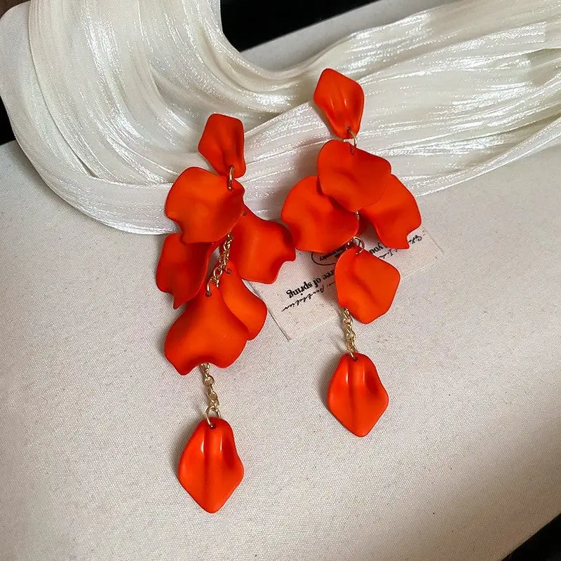 Vintage Rose Tassel Drop Earrings