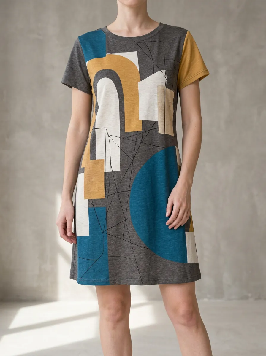 Women's Mini Geometric Print Shift Dress