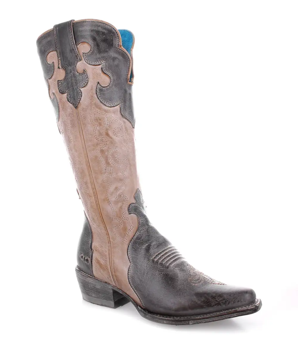 Floral-Stitched Side-Zip Western Boots