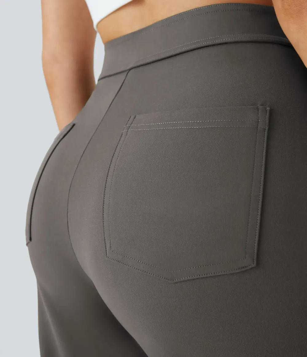 DayStretch High Waisted Pockets Straight Leg Casual Pants