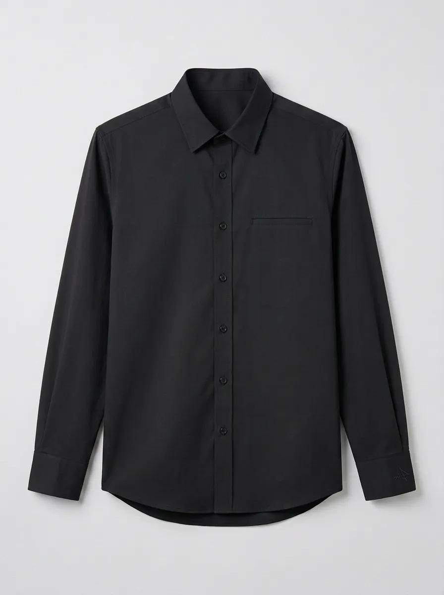 Men's Minimalist Geometric Logo Non-Iron Cotton Long Sleeve Shirt