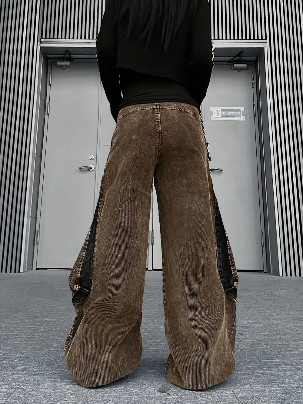 Corduroy Wide-Leg Patchwork Jeans