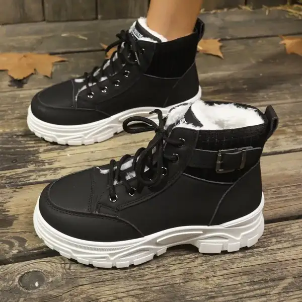Plush Lining Lace-Up Boots